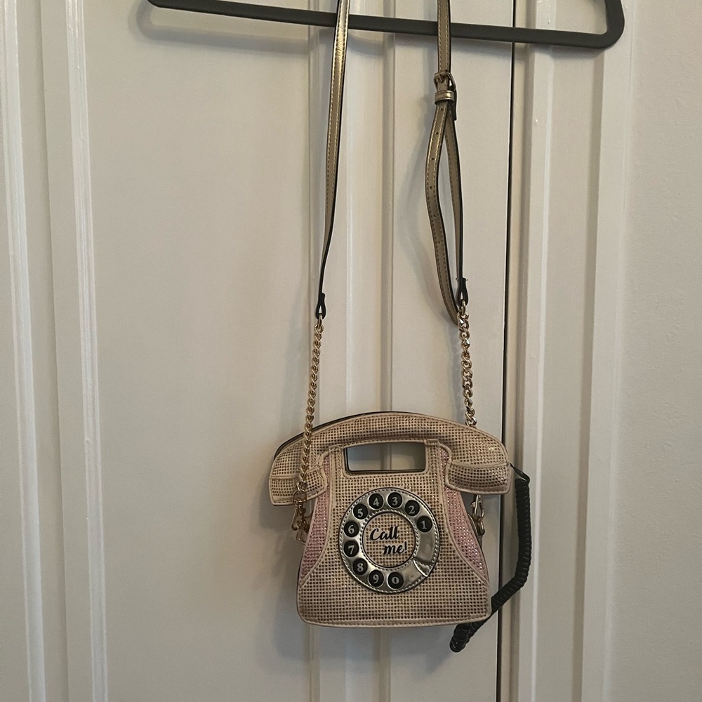 Aldo Vintage Phone Crossbody Bag in Tan and Black